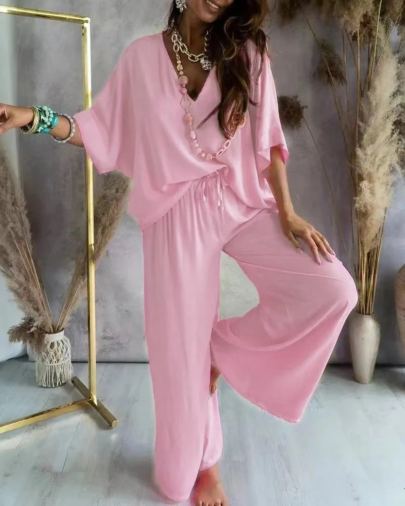 Dames-Pakken-Twee-Delen-2023-Lange-2-Delige-Sets-Vrouwen-Outfit-V-Hals-Vleermuis-Mouw-Casual.webp